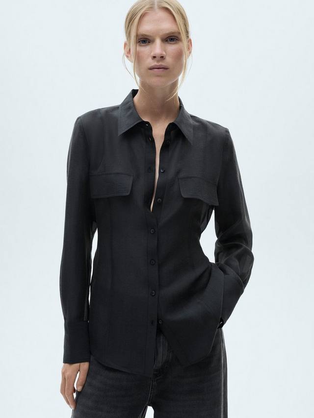 

Рубашка с травяным галстуком на спине Mango, цвет Medium Brown