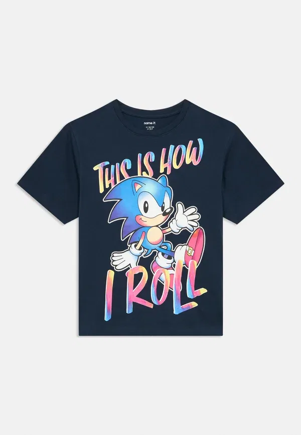 Футболка Nkmdarius sonic nreg ss box sky print t-shirt Name It, темно-синий — фото 3