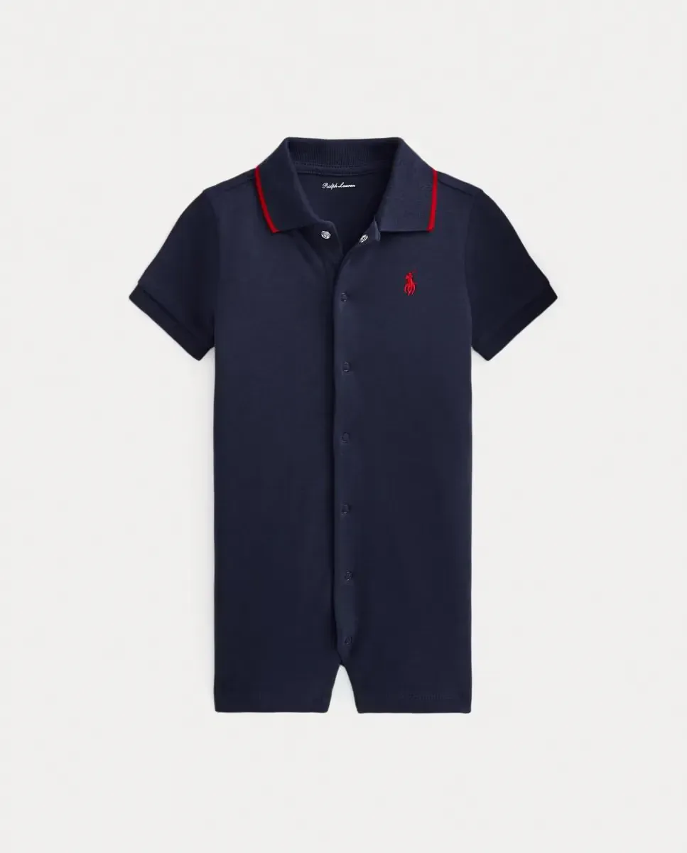 Короткий боди для мальчика-подтип поло из мягкого хлопка Polo Ralph Lauren, темно-синий
