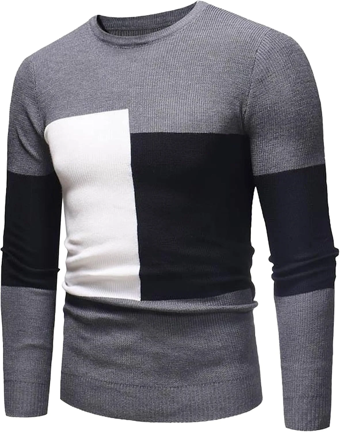 

Мужской свитер с цветными блоками, круглый вырез, приталенный SWJGLITTR