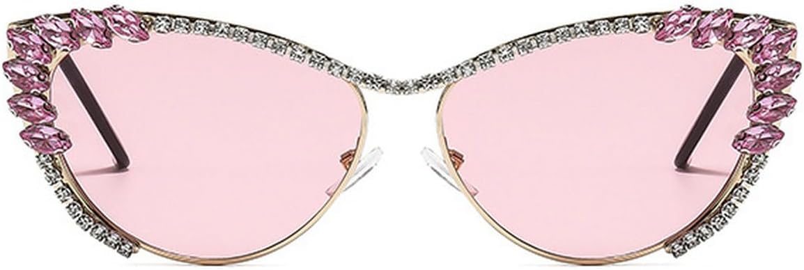 

Солнцезащитные очки Laureles с блестящими стразами в форме «кошачьего глаза» для женщин и мужчин, в винтажном стиле, с металлической оправой и кристаллами, защита от ультрафиолета UV400, Pink