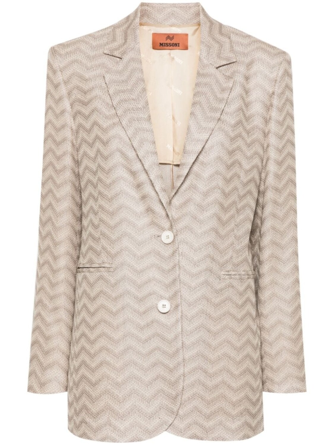 

Missoni однобортный пиджак с узором шеврон, нейтральный цвет