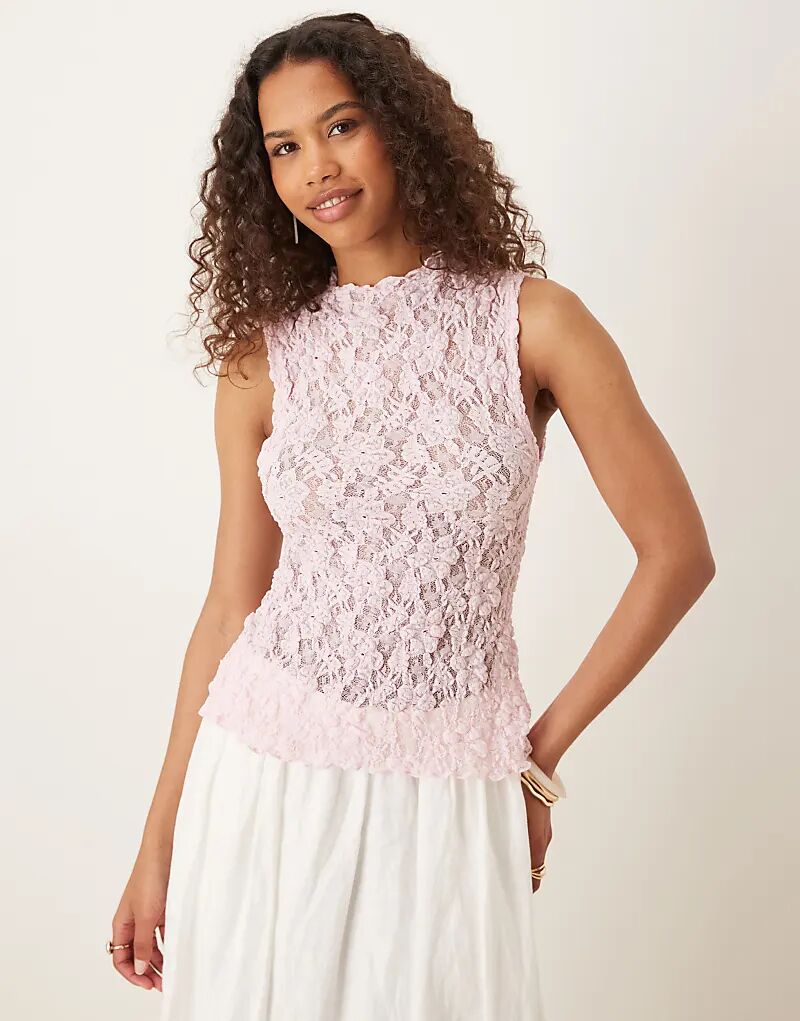

Майка ASOS DESIGN из фактурного кружева розового цвета