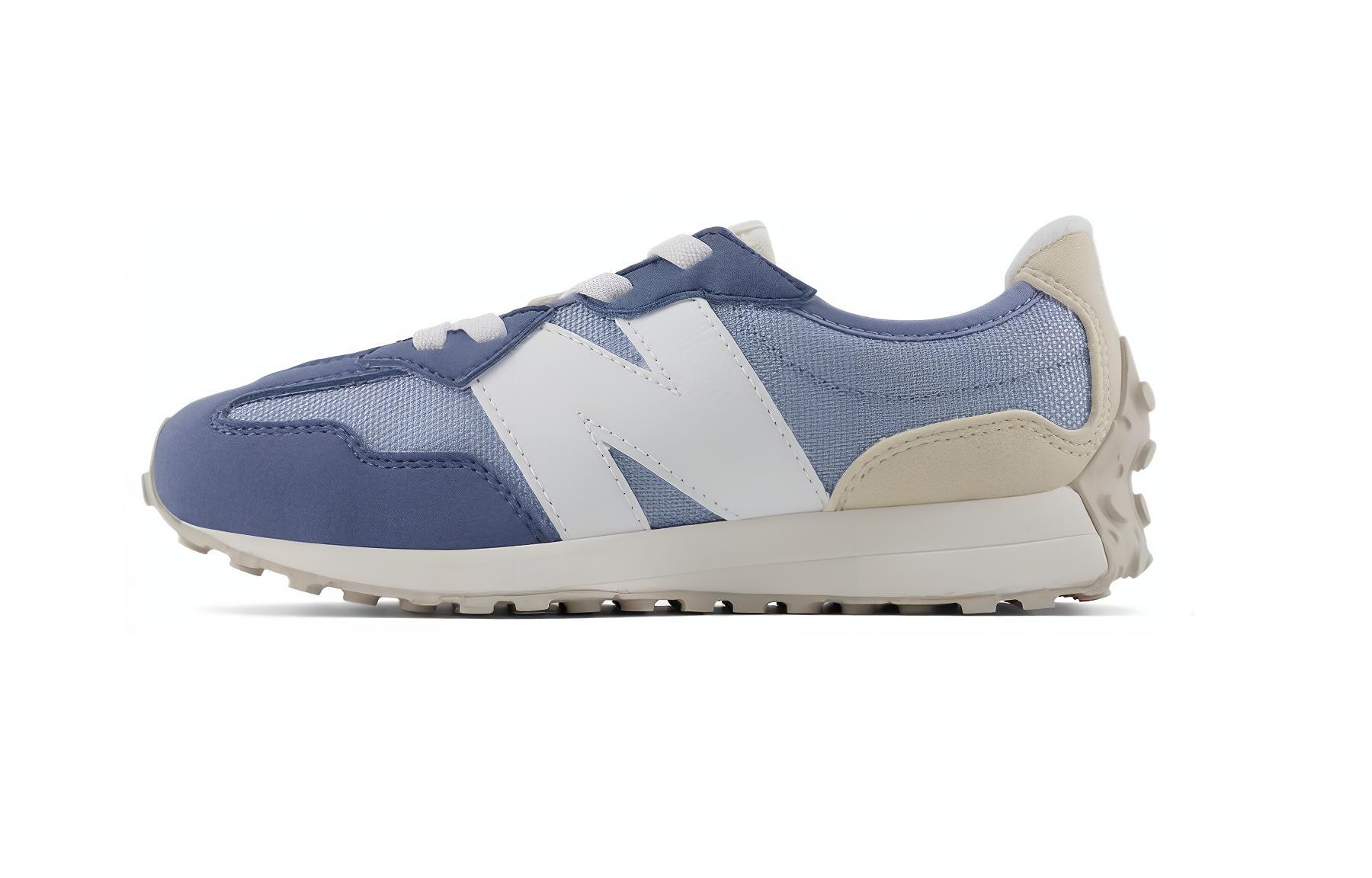 New Balance NB 327 Износостойкие, дышащие низкие детские повседневные кроссовки серо-синего цвета для детей от 3 до 7 лет