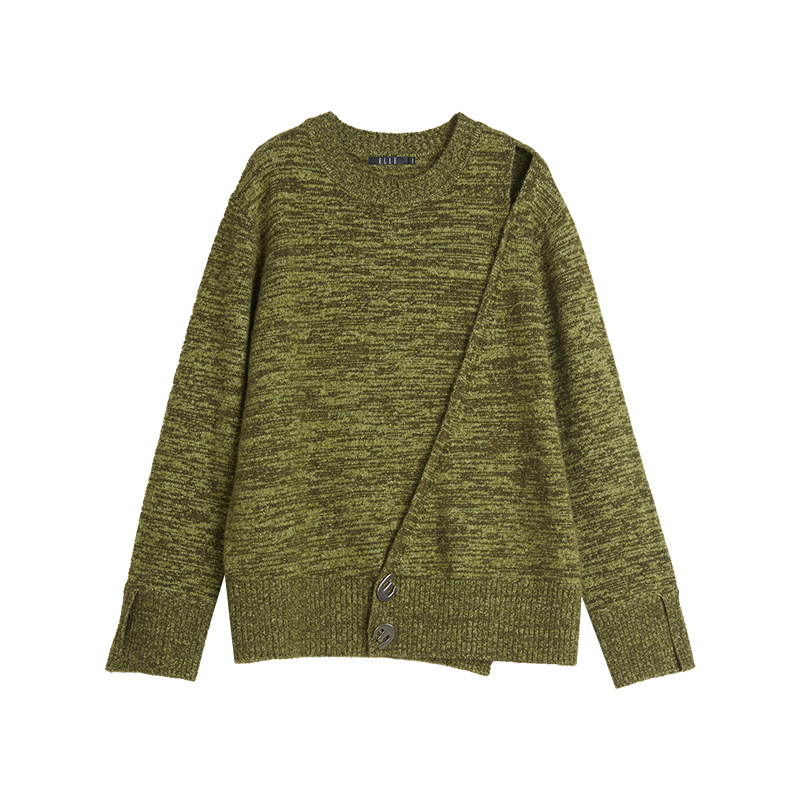 

Трикотажный свитер с круглым вырезом для женщин Moderate Others ELLE, темно-зеленый