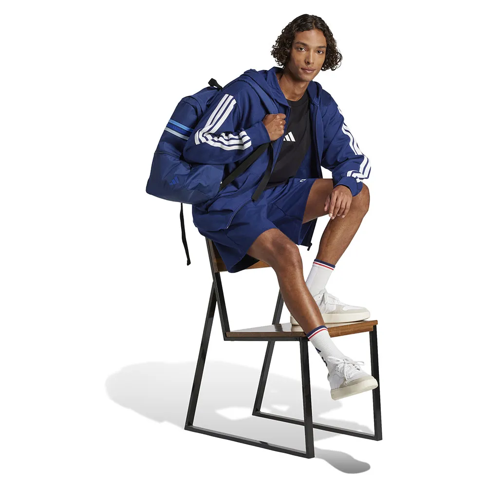 Толстовка adidas Essentials 3 Stripes French Terry full zip, синий — фото 4