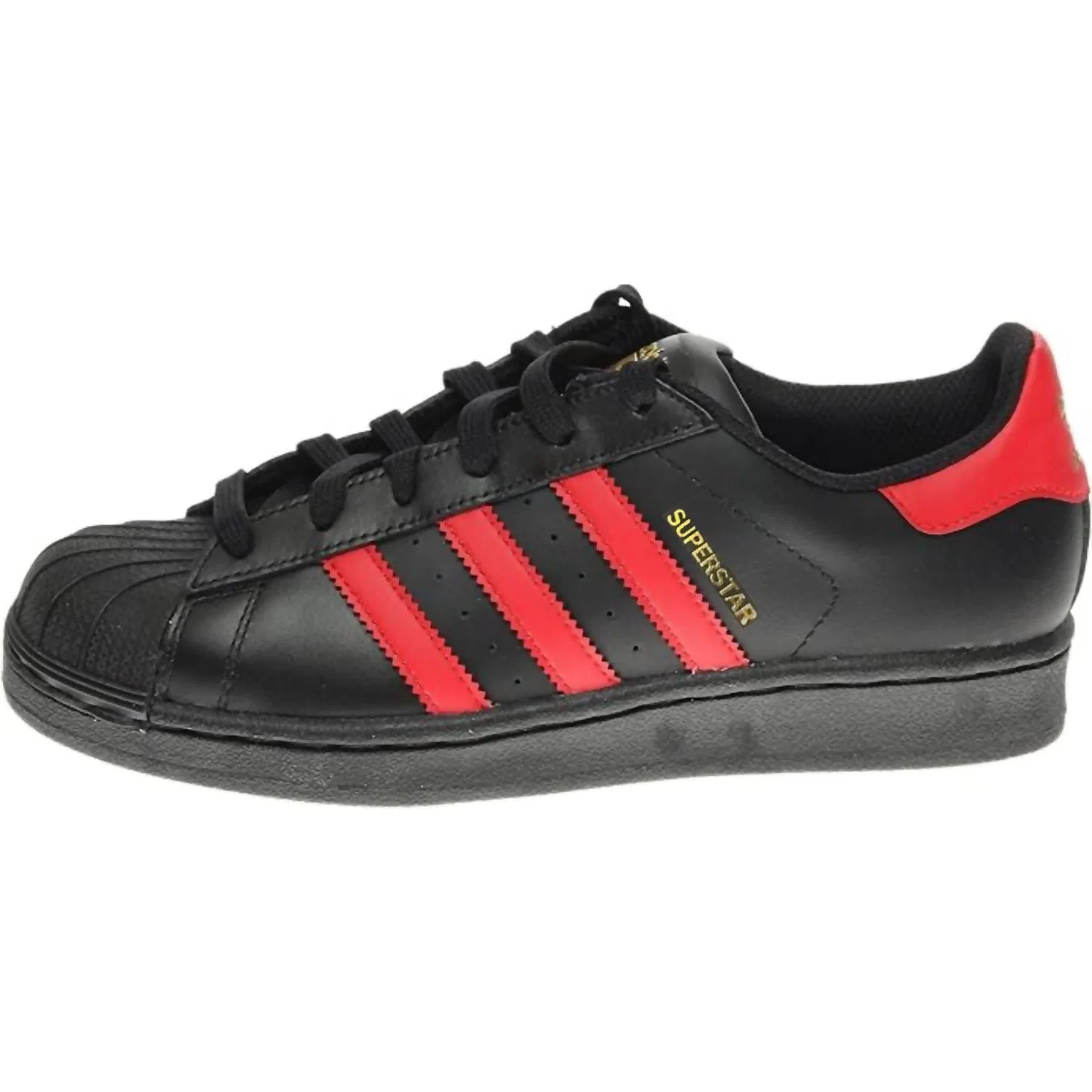 Кроссовки Superstar J Abrasion Resistant Low top Kids' Skateboarding Shoes Black Red Kids' Adidas Originals