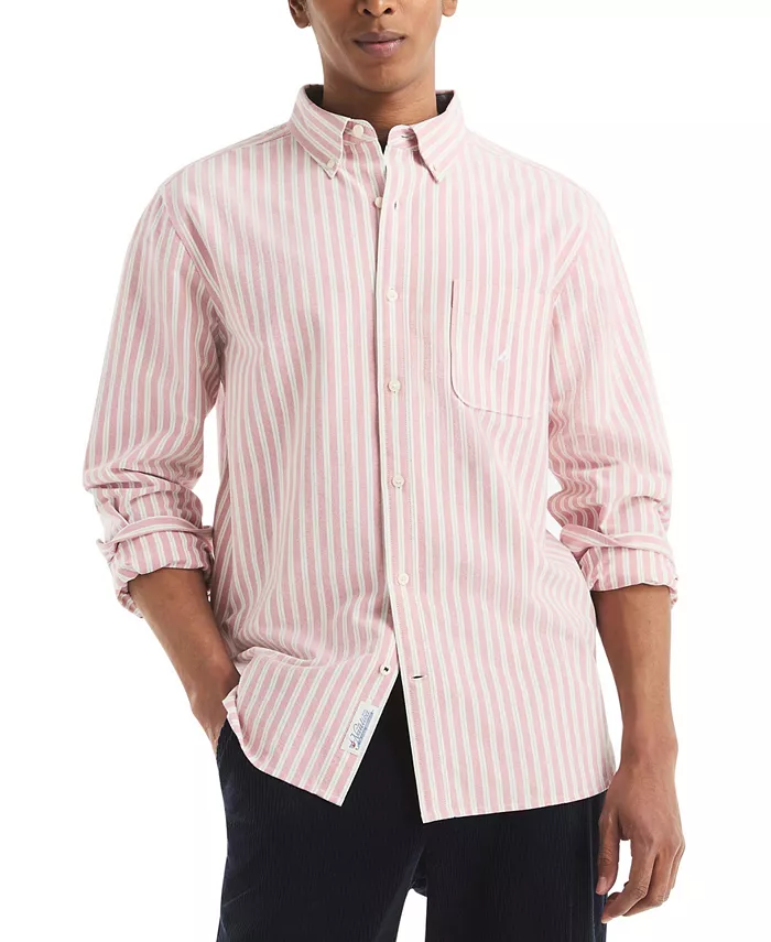 

Мужская пике футболка с длинным рукавом двойной вязки Nautica, розовый