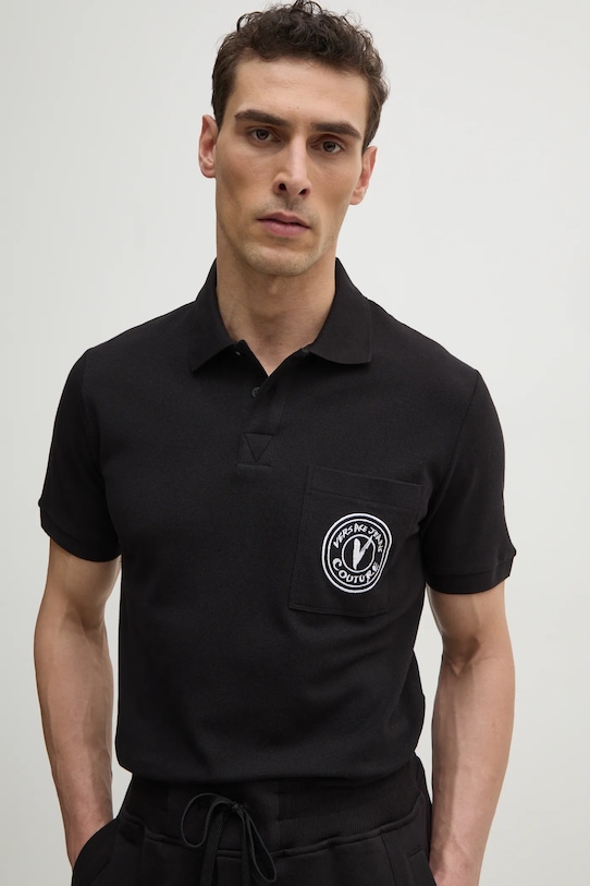 

Хлопковая поло Versace Jeans Couture, черный