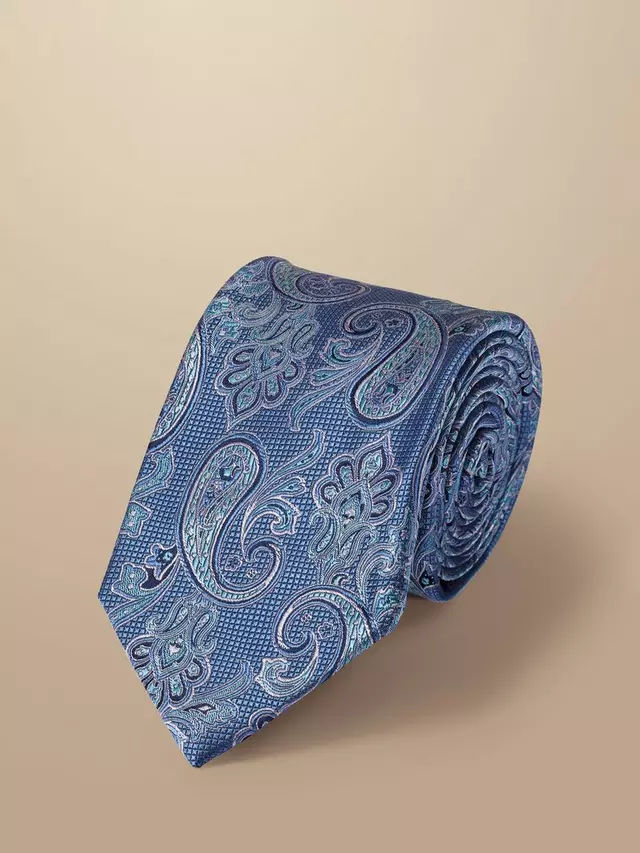 

Галстук Charles Tyrwhitt Silk Paisley, цвет ocean/blue
