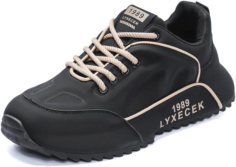 

Мужские кроссовки на шнурках с толстой подошвой, противоскользящие, легкие, повседневные спортивные с сеткой и дышащие низкие кроссовки для бега, подходящие для путешествий, прогулок и игры в теннис Igzbibg, черный