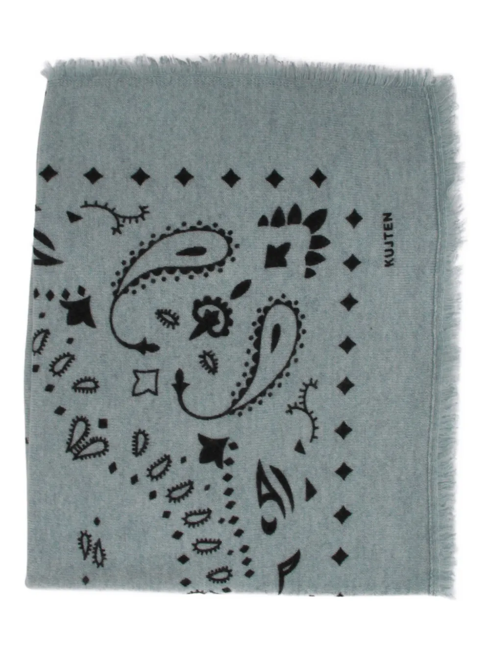 

Шарф с бахромой и узором пейсли kujten, синий