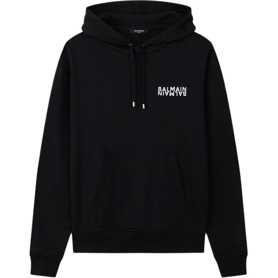 Свитшот BALMAIN с капюшоном черный