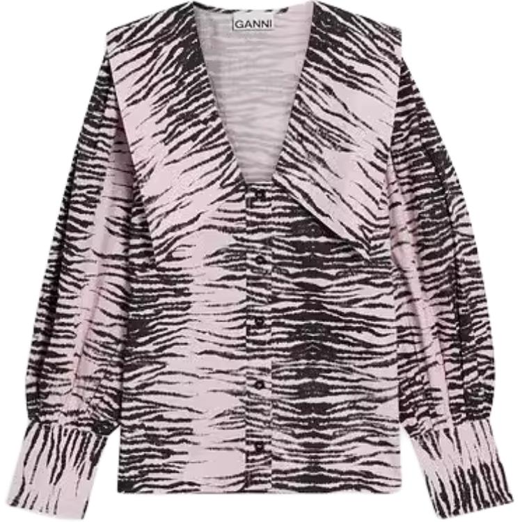 

Рубашка Stripe Print V neck Shirt GANNI, розовый