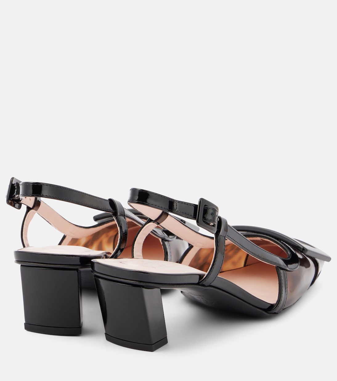 Туфли-лодочки Belle Vivier 45 из лакированной кожи с открытой пяткой Roger Vivier, Marrone Scuro+Nero — фото 3