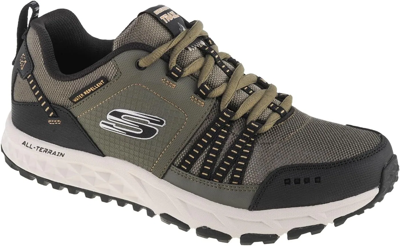 Мужские ботильоны Mustang Skechers, Olive Leather Mesh Black Trim — фото 2