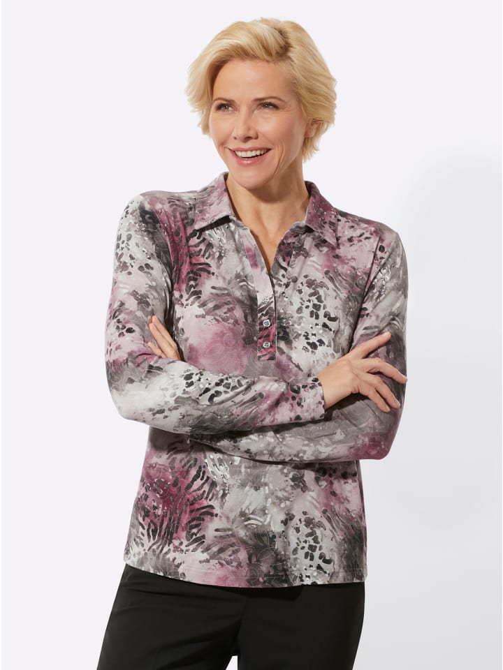 

Рубашка-поло каменно-серого цвета с лиловым принтом WITT WEIDEN