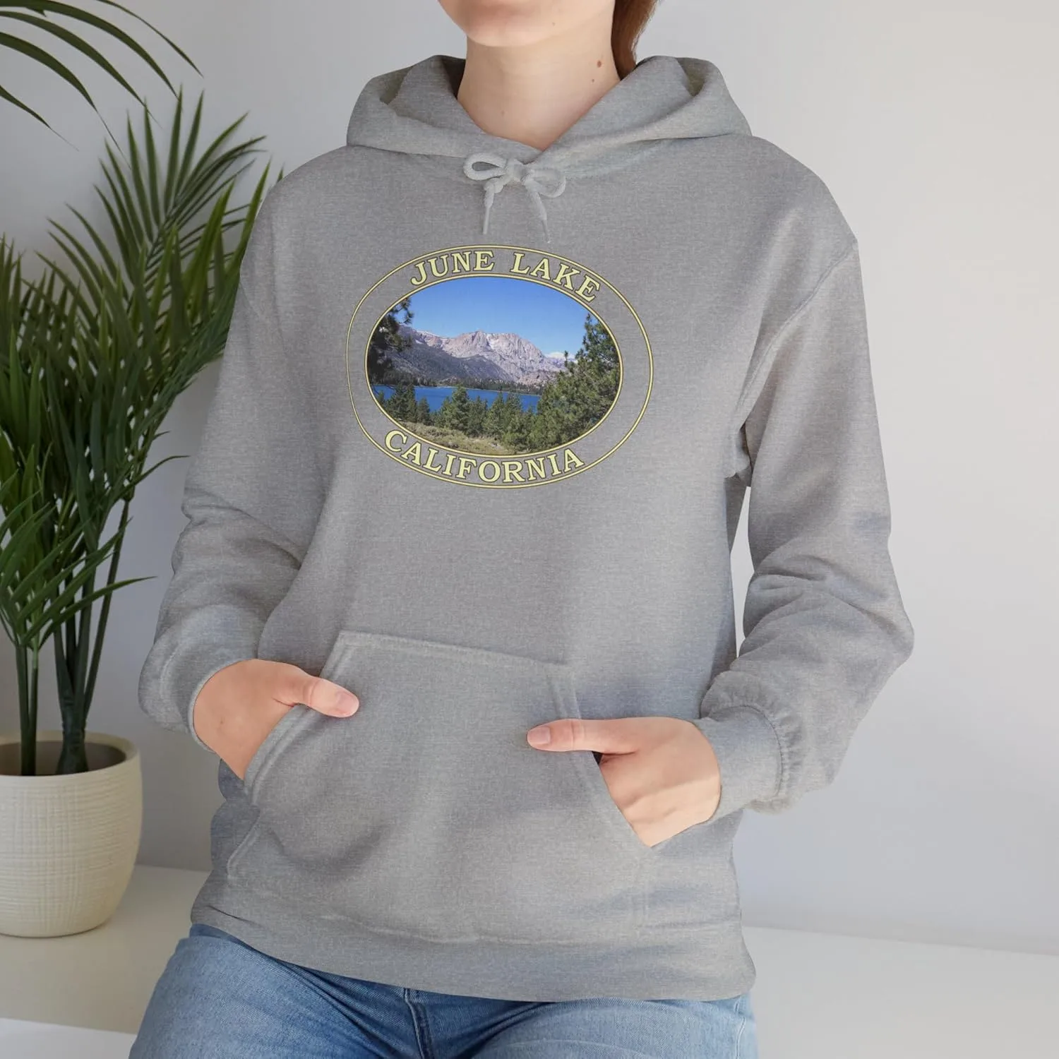 Худи June Lake California - Уютная толстовка GentleSeas с дизайном Mountain Lake - Мягкий теплый флис для любителей природы GENERIC, серый — фото 3
