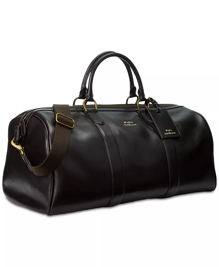 

Мужская гладкая кожаная сумка Duffel Polo Ralph Lauren, коричневый