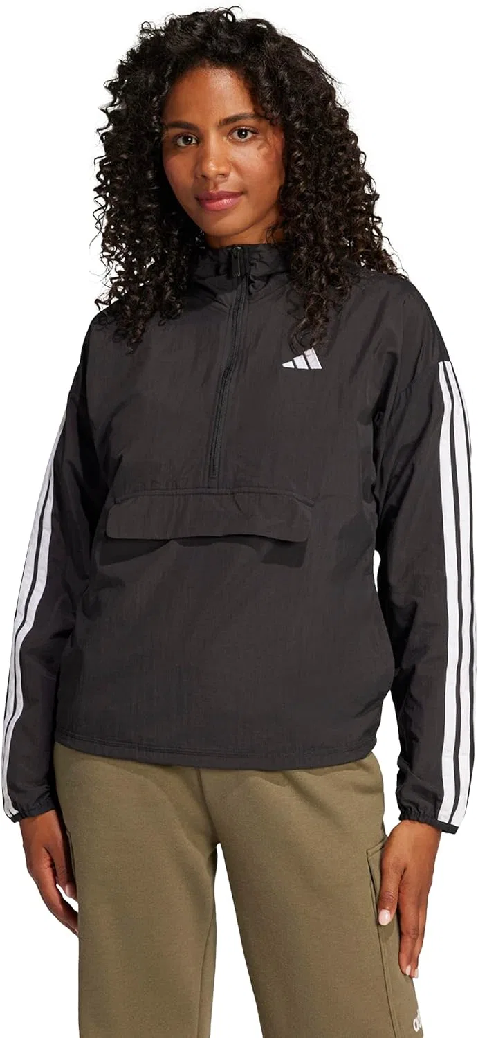 Ветровка Adidas Essentials 3-Stripes, черно-белая — фото 4