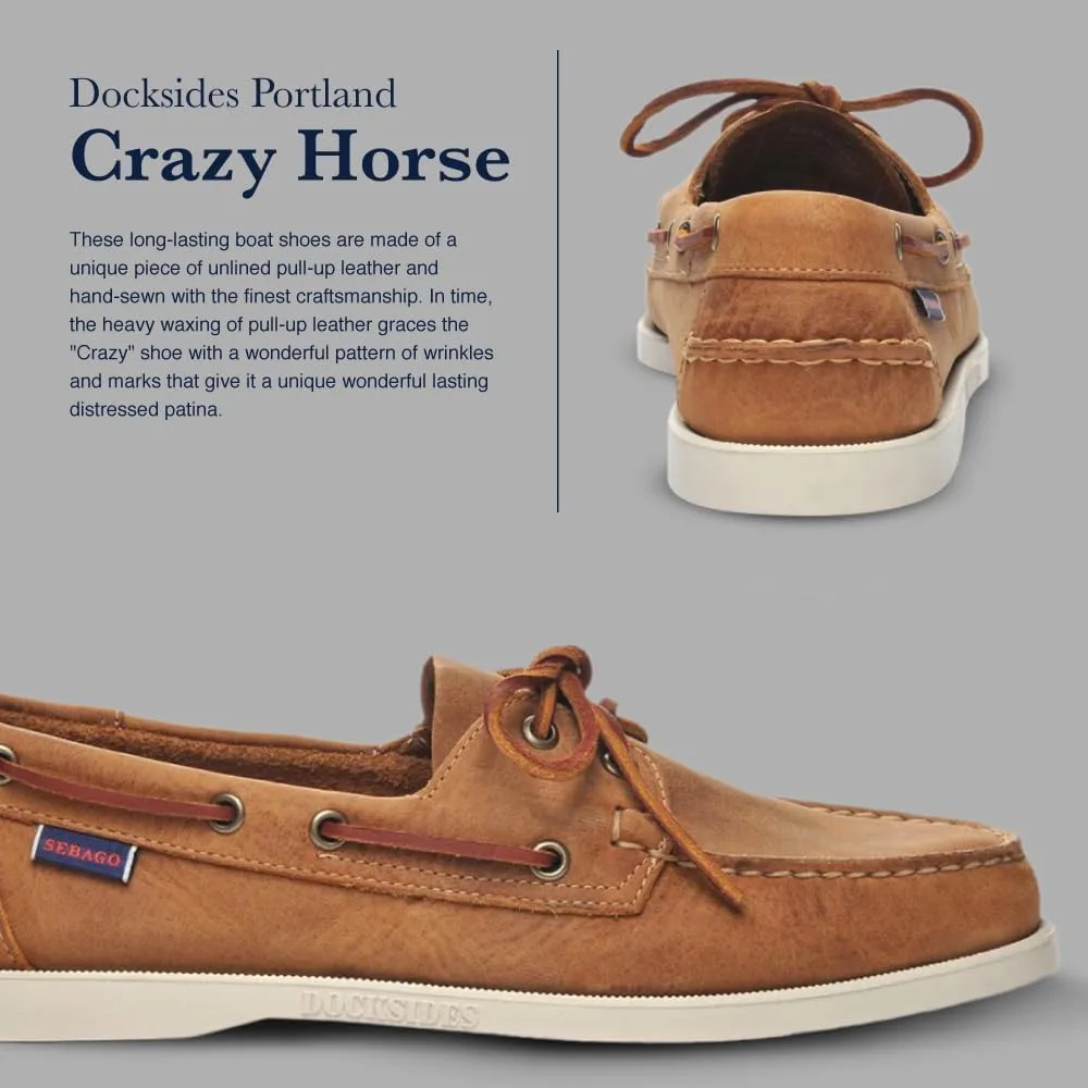 Мужские лоферы Sebago Docksides Portland Crazy H, коричневый — фото 4