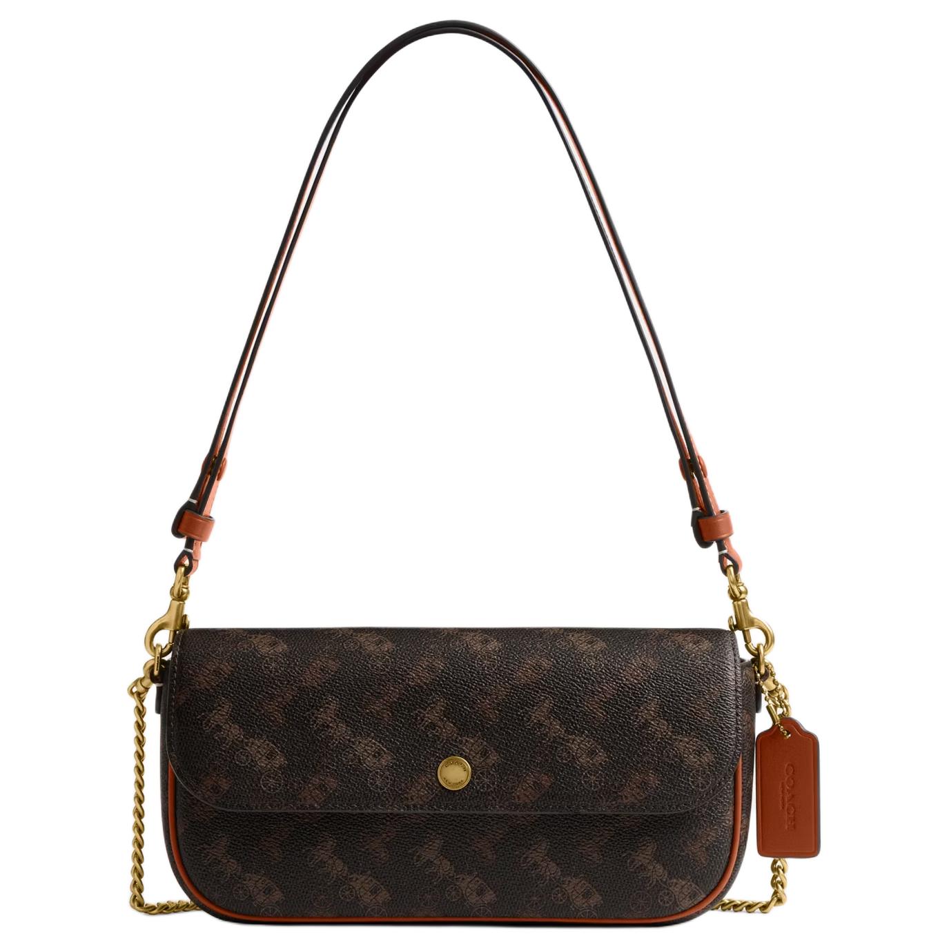

COACH Коричневая женская сумка через плечо из искусственной кожи с клапаном