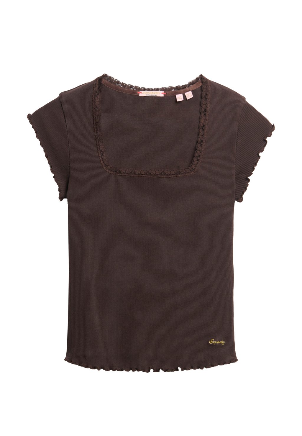 Базовая футболка ESSENTIAL SQUARE NECK SHORT SLEEVE Superdry, коричневый — фото 4