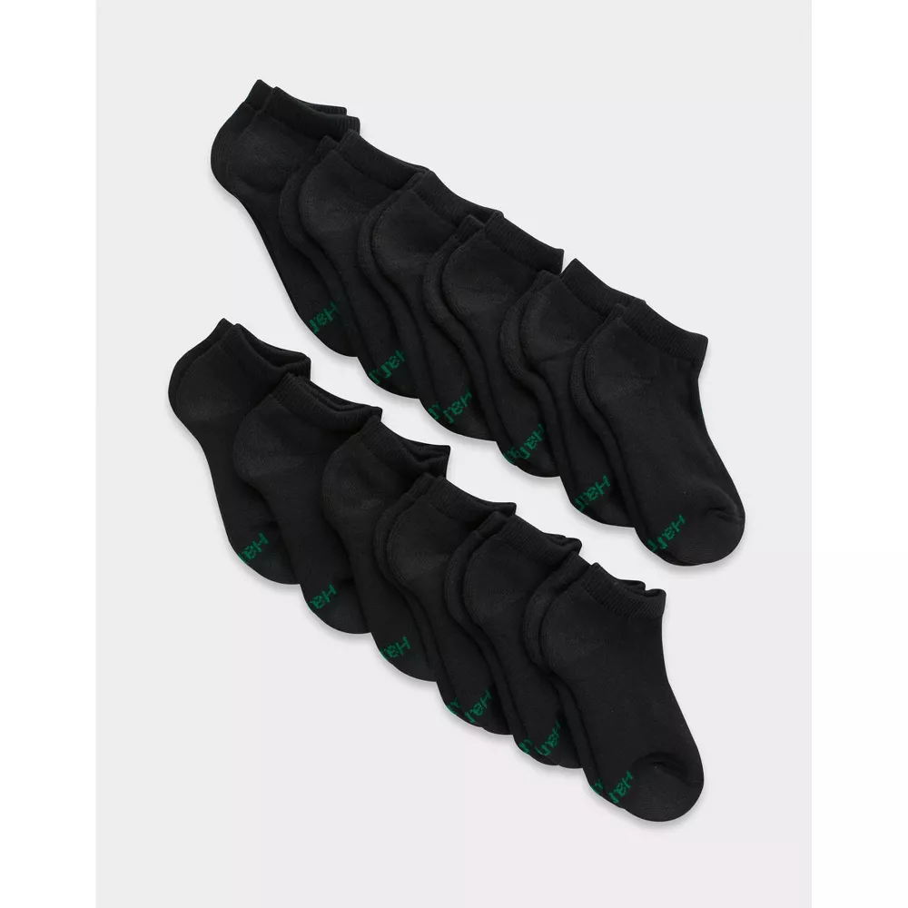 

Носки Hanes Boys' 12pk Cushioned No Show Athletic Socks, цвет Black