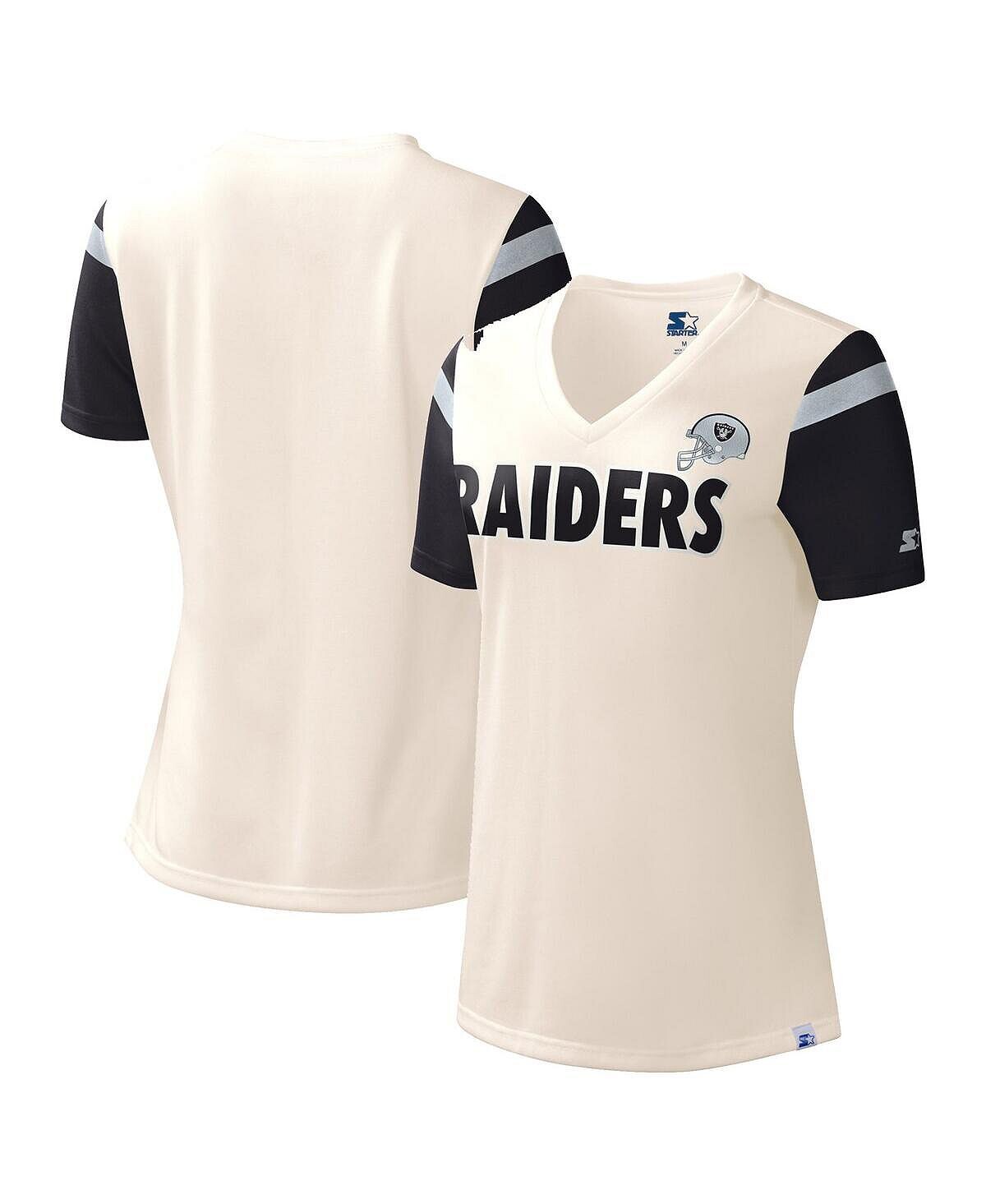 

Женская белая футболка с v-образным вырезом Las Vegas Raiders Kick Start Starter, белый