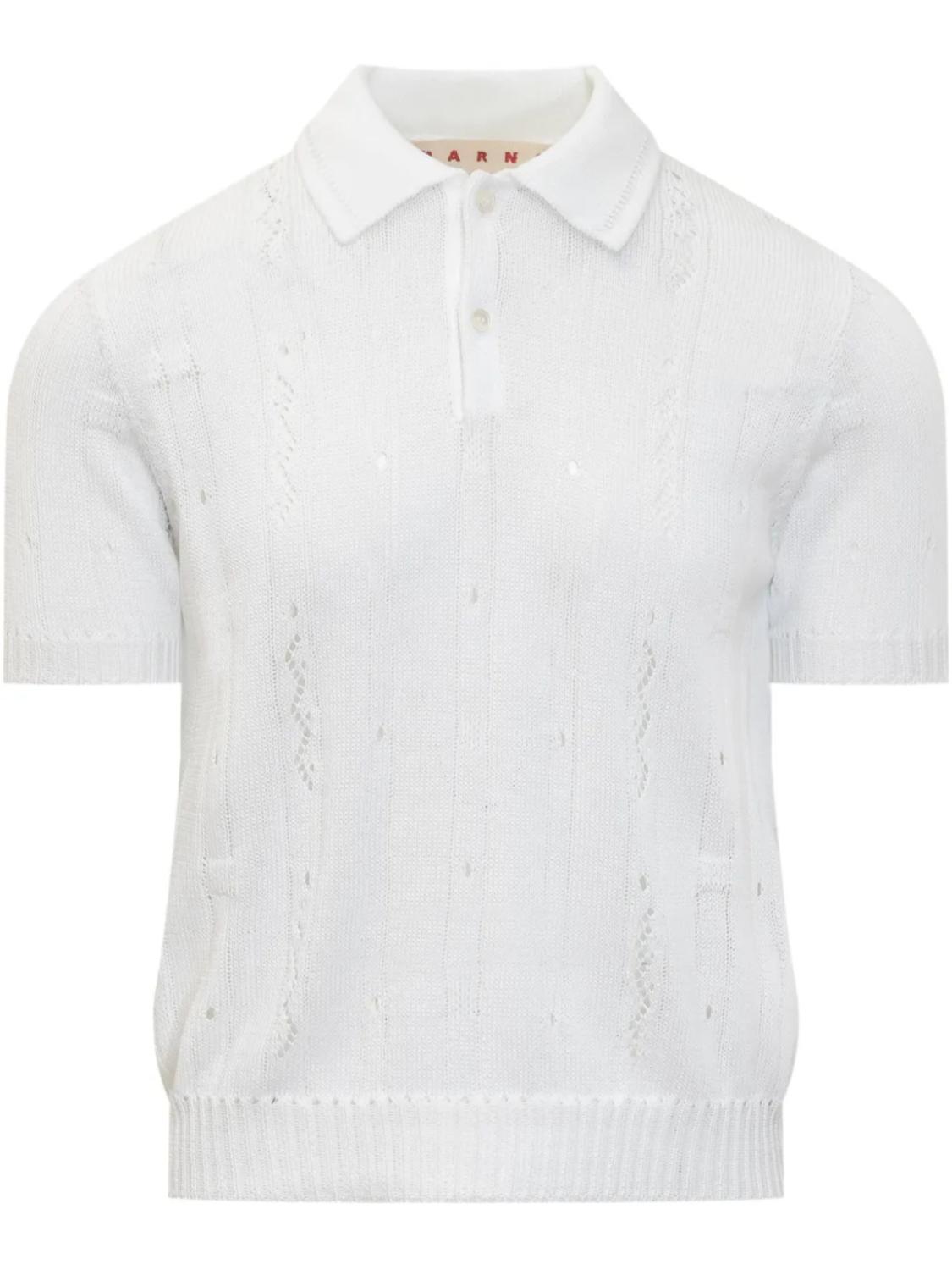 

Рубашка-поло Marni из ажурной вязки, белый