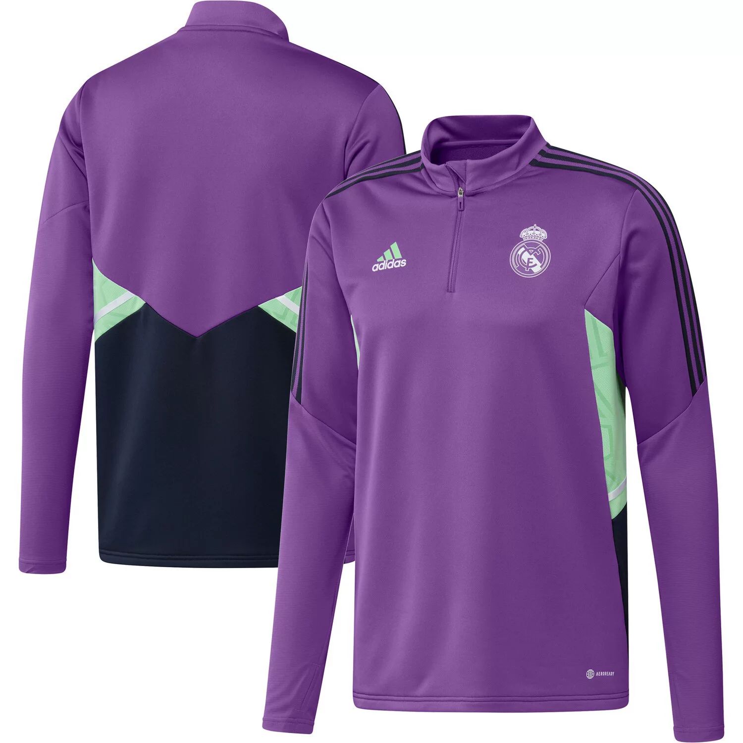 

Мужская фиолетовая футболка с молнией без четверти Real Madrid Training AEROREADY adidas, Фиолетовый, Мужская фиолетовая футболка с молнией без четверти Real Madrid Training AEROREADY adidas