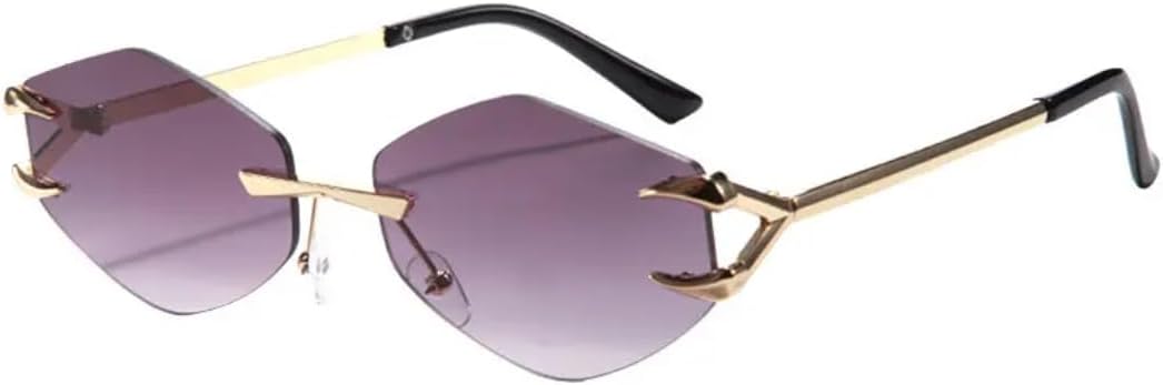 

Солнцезащитные очки с защитой UV400 | Металлическая оправа, стиль «кошачий глаз», панк | Для женщин и мужчин, для занятий спортом на открытом воздухе и вождения DSVIGF, Gold-gray