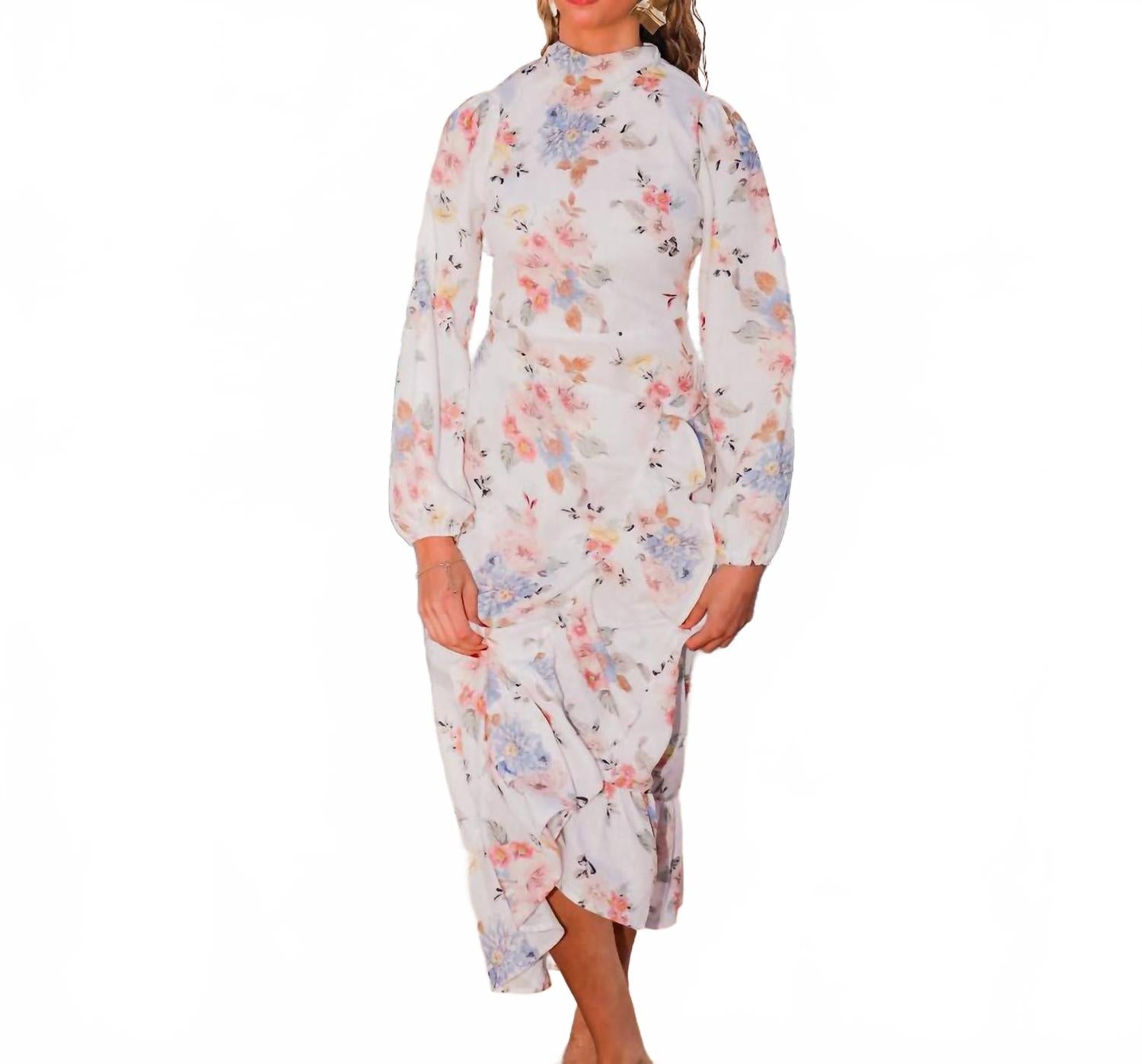 

Белое платье-кимоно с длинными рукавами Blair Esteem Couture