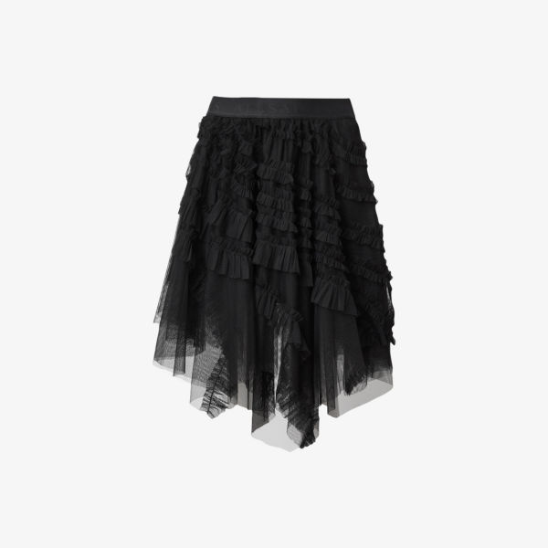 

Мини-юбка из тюля с фирменной талией Jayde Allsaints, черный
