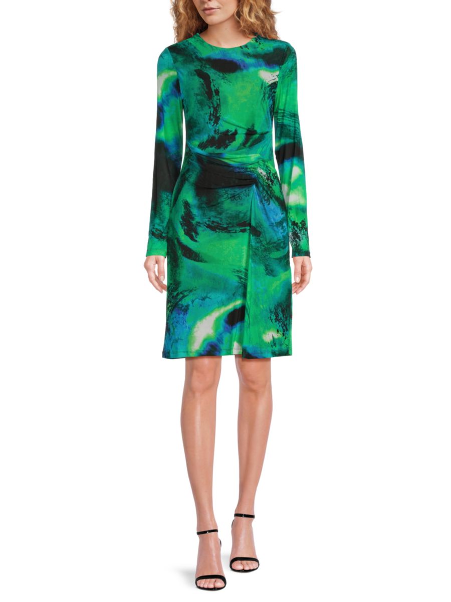 

Мини-платье с принтом и сборками DKNY, цвет Black Green