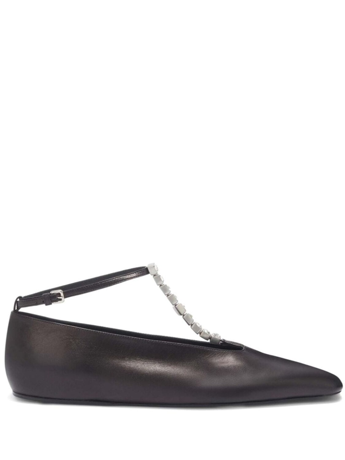 Jil Sander кожаные балетки, украшенные кристаллами, черный