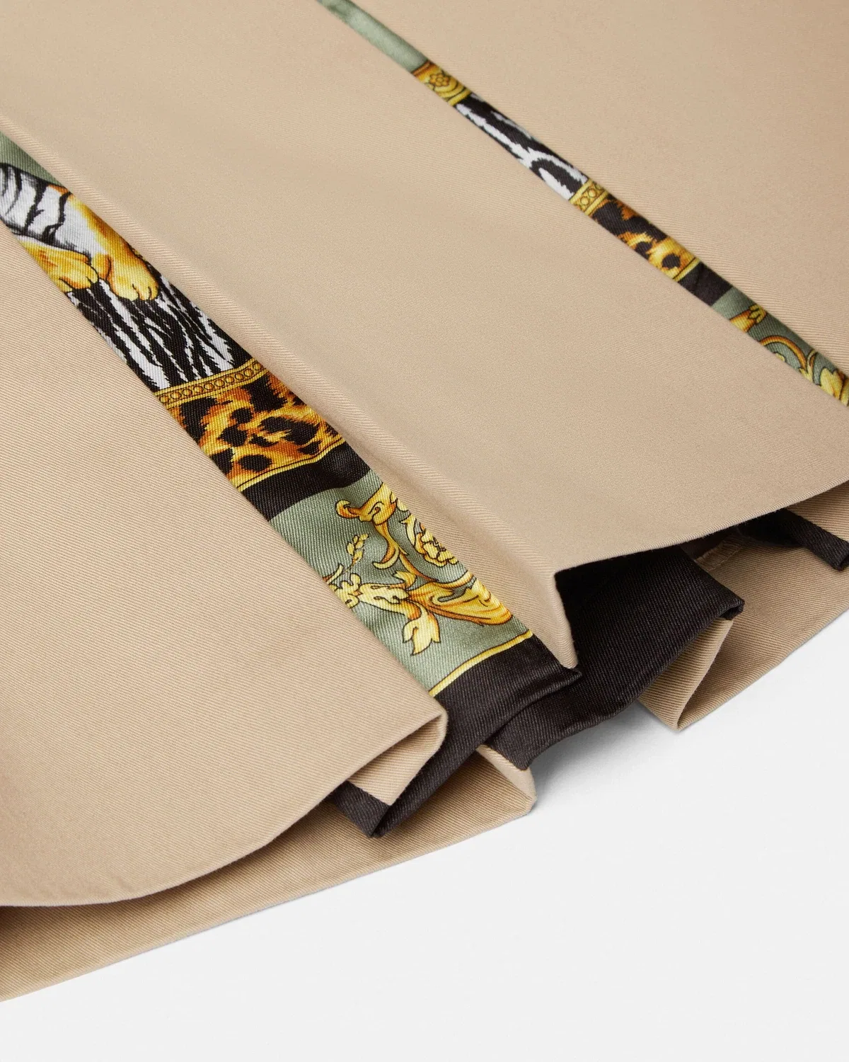 Плиссированная юбка из хлопкового габардина с принтом для детей VERSACE, бежевый — фото 4
