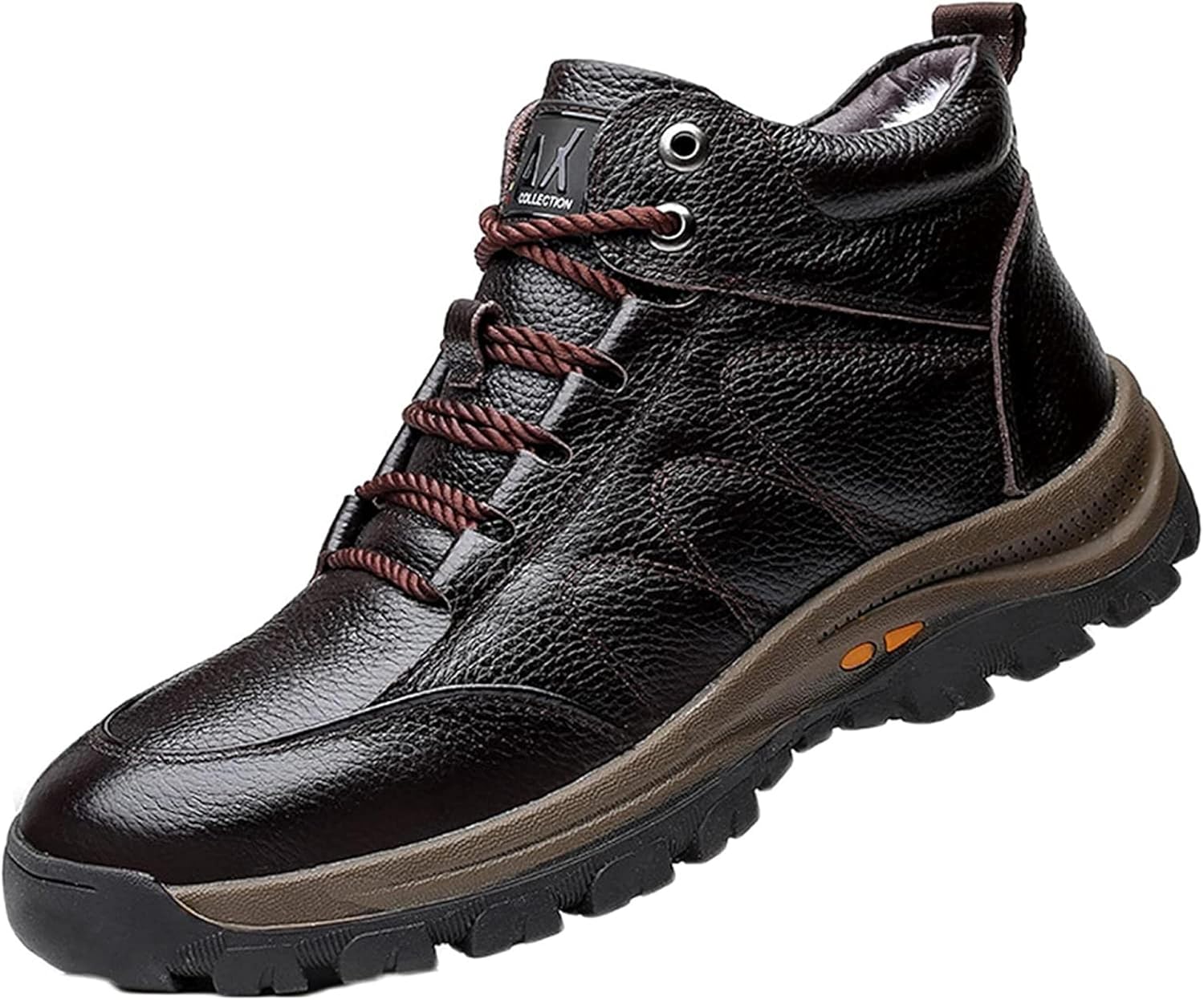 

Зимние мужские снежные ботинки Yiozoi, кожаные ботинки, повседневная комфортная обувь с высоким голенищем, ветронепроницаемые ботинки для ходьбы, коричневый