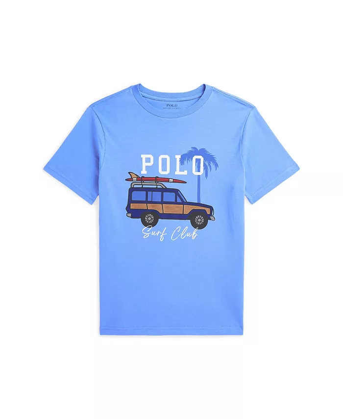 

Футболка с принтом машин для больших мальчиков Polo Ralph Lauren, синий