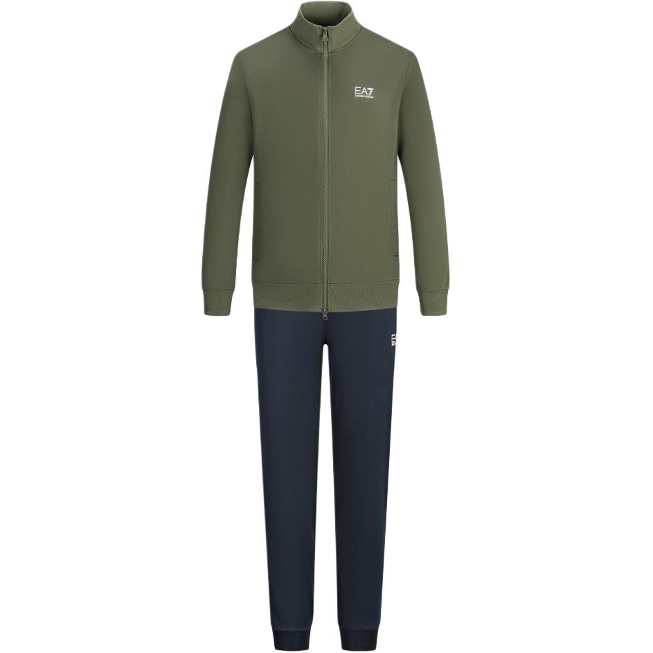 Костюм спортивный с молнией и принтом логотипа Ea7 EMPORIO ARMANI, зеленый/синий — фото 3