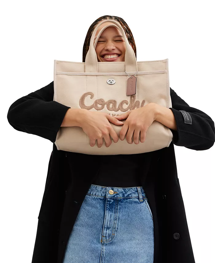 

Грузовая холщовая сумка-шоппер 42 COACH, коричневый/бежевый
