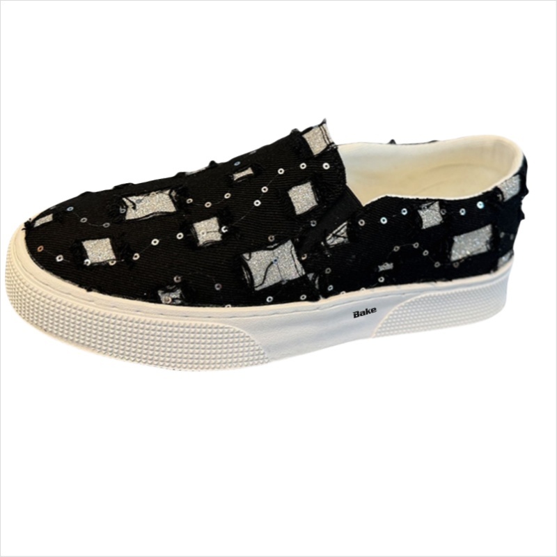 

BAKE Антискользящие износостойкие низкие скейтерские кроссовки мужские - черные, цвет Black