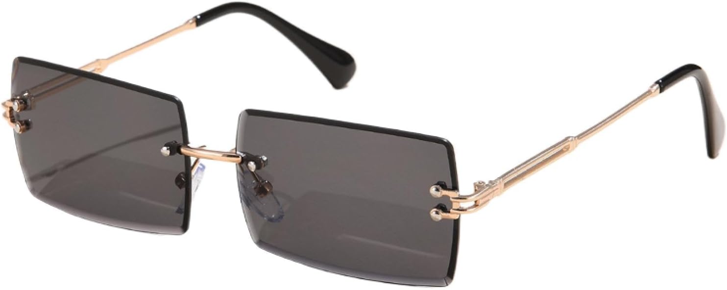 

Солнцезащитные очки с защитой от УФ-излучения UV400 | Безободковые, из сплава, с градиентными черными линзами | Для женщин и мужчин, для занятий спортом на открытом воздухе и вождения DSVIGF, Gold Black