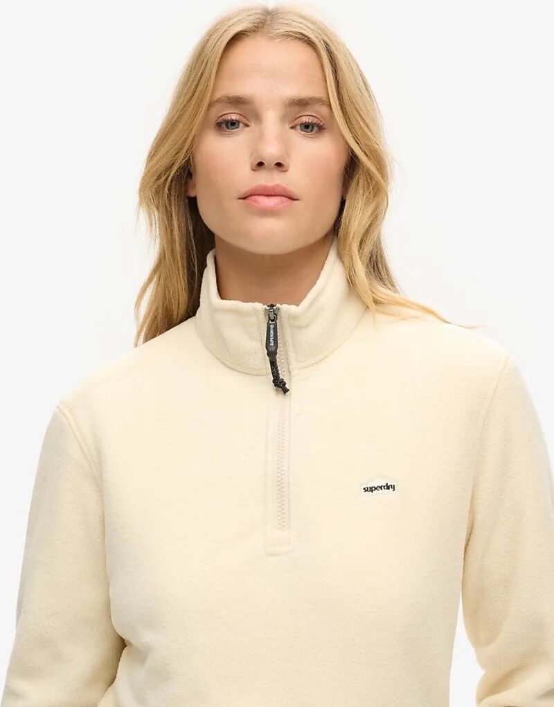 

Укороченный флисовый джемпер Superdry Polar с застежкой-молнией до середины груди в овсяно-бежевом цвете