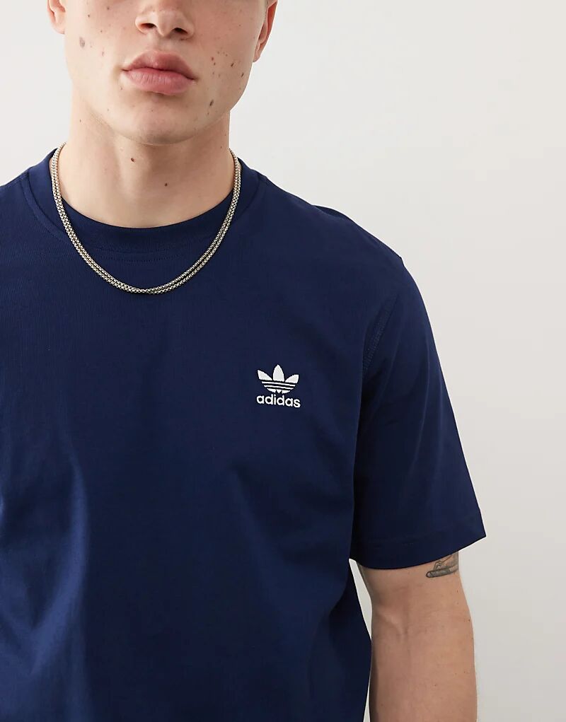 Футболка Trefoil Essentials темно-синего цвета adidas Originals — фото 4