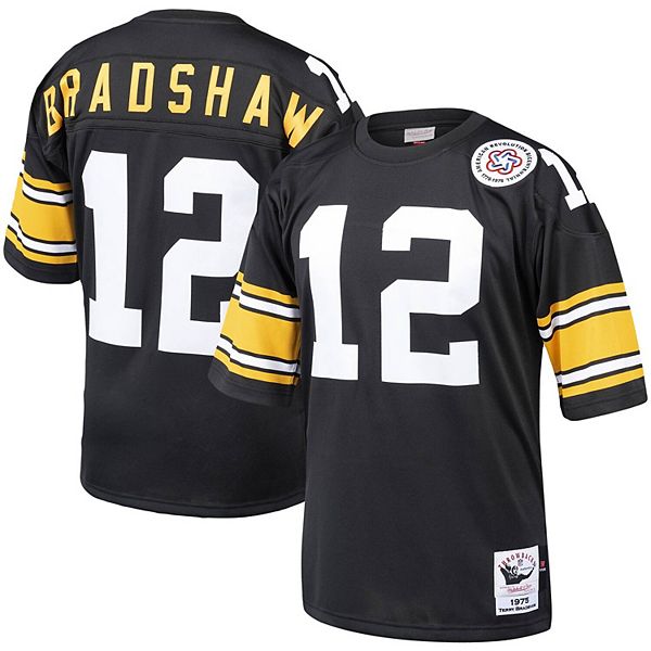 

Футболка Mitchell & Ness Terry Bradshaw черная Pittsburgh Steelers 1975 Unbranded