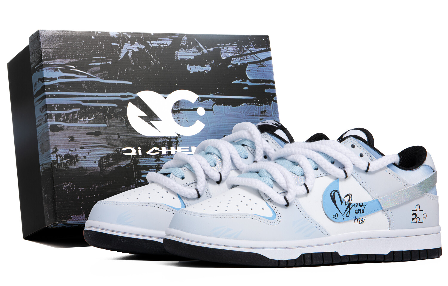

Кроссовки Nike Dunk Skateboarding Shoes Women's Low-top White/blue/black, белый