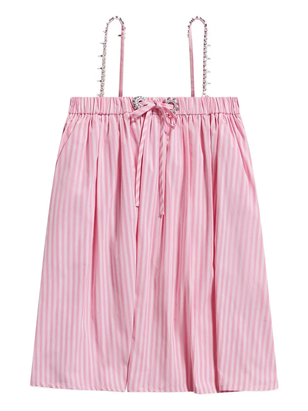 

Полосатое платье мини с кристаллами AREA, розовый