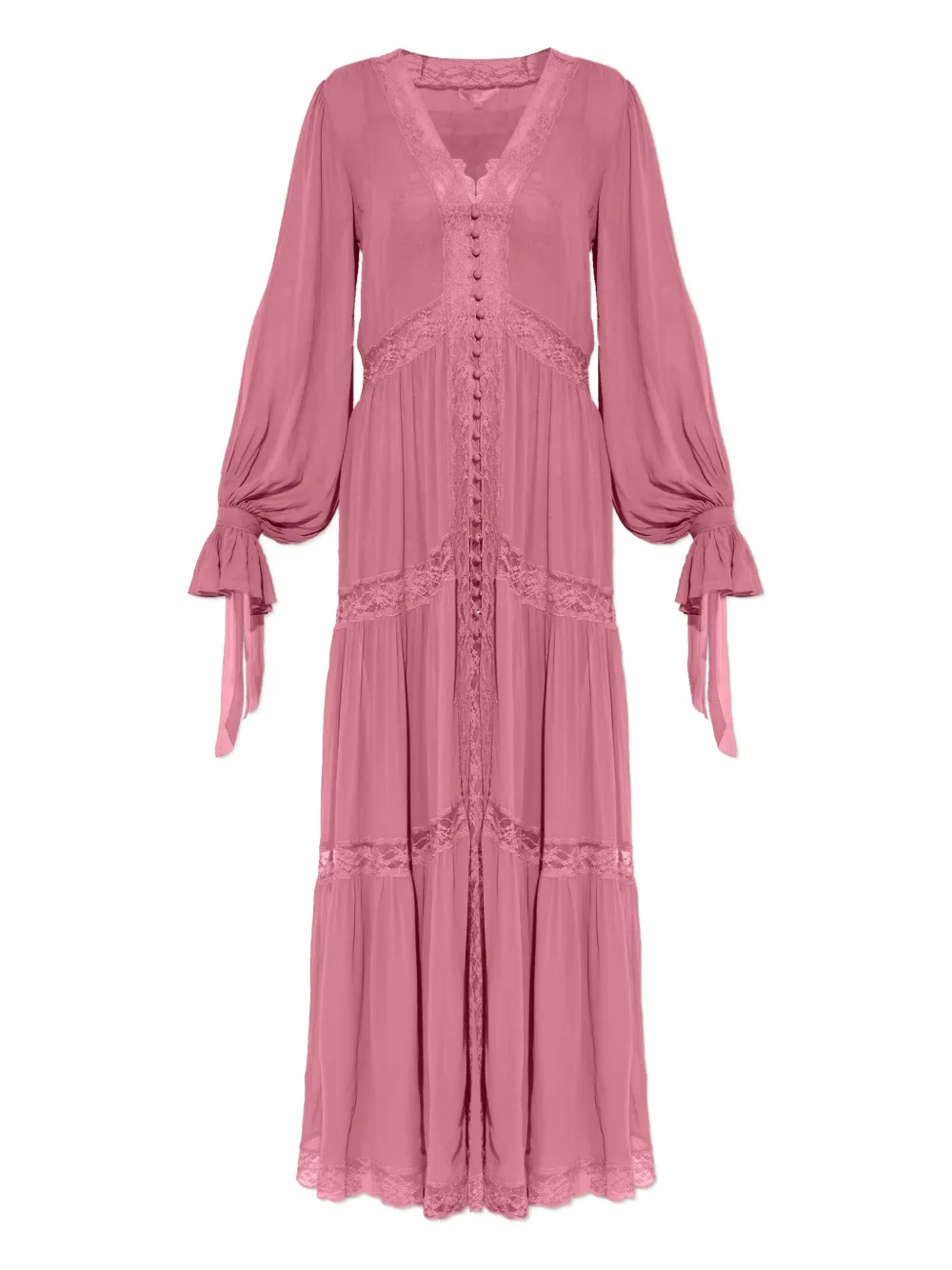 

Макси-платье из шифона с кружевом Lyvienne Loveshackfancy, розовый