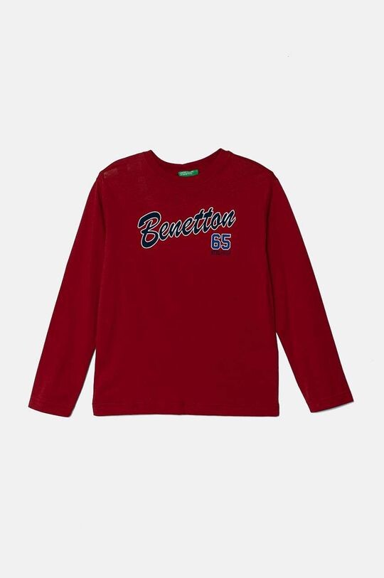 

Детская хлопковая рубашка с длинным рукавом United Colors of Benetton, бордовый
